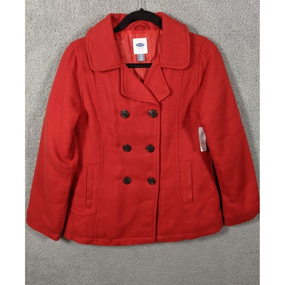 Old Navy Other - Old Navy Red Peacoat Girls XL (14) Acrylic Heavy Knit Double Breasted Cozy NWT